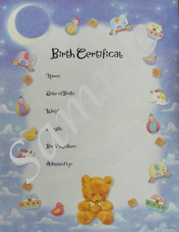 baby doll birth certificate template
