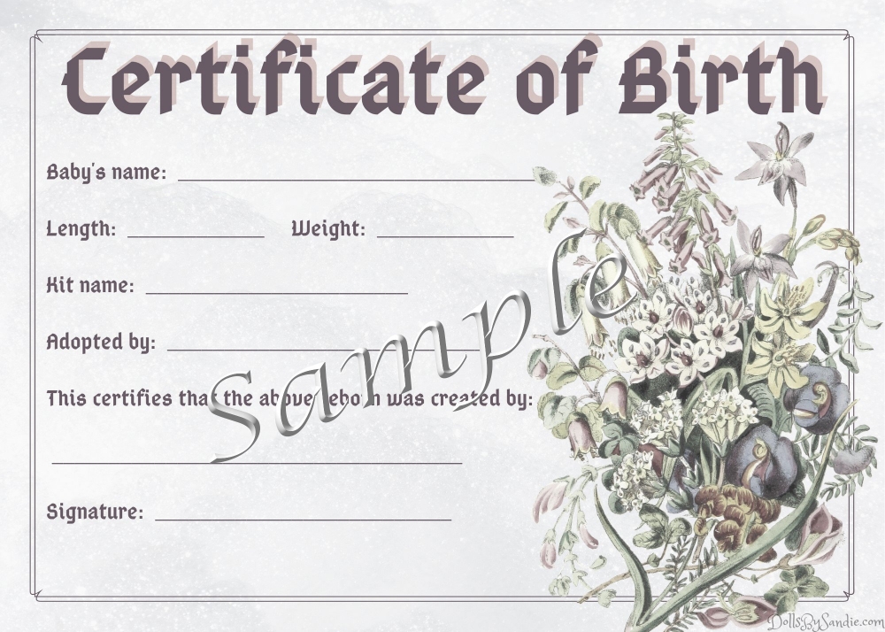 Birth Certificate for your Reborn Baby